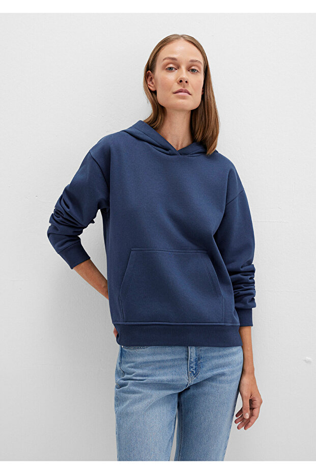Kapüşonlu Lacivert Basic Sweatshirt 167299-70488 - 1