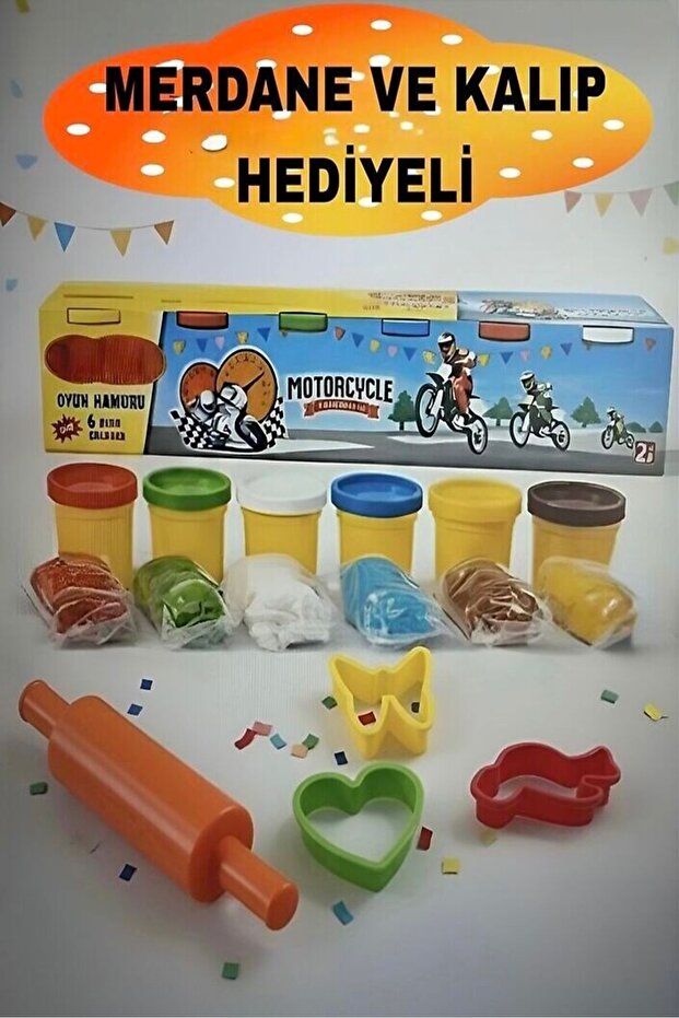 Oyun Hamuru 6lı + Merdane Hediyeli