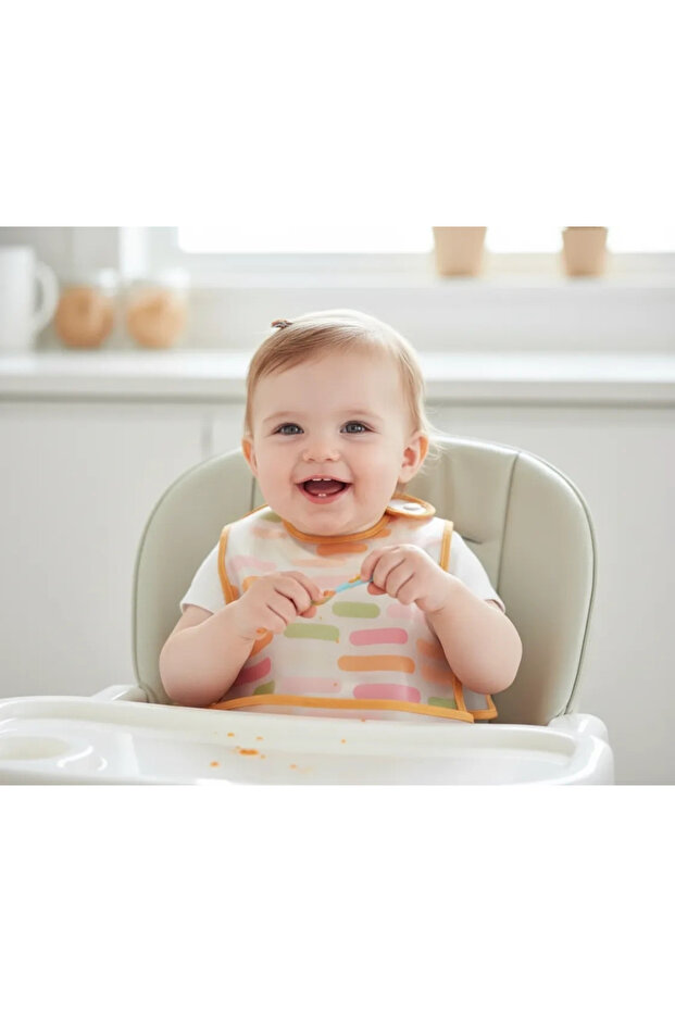 Stain-Resistant Wearable Baby Bib Pastel Stripe