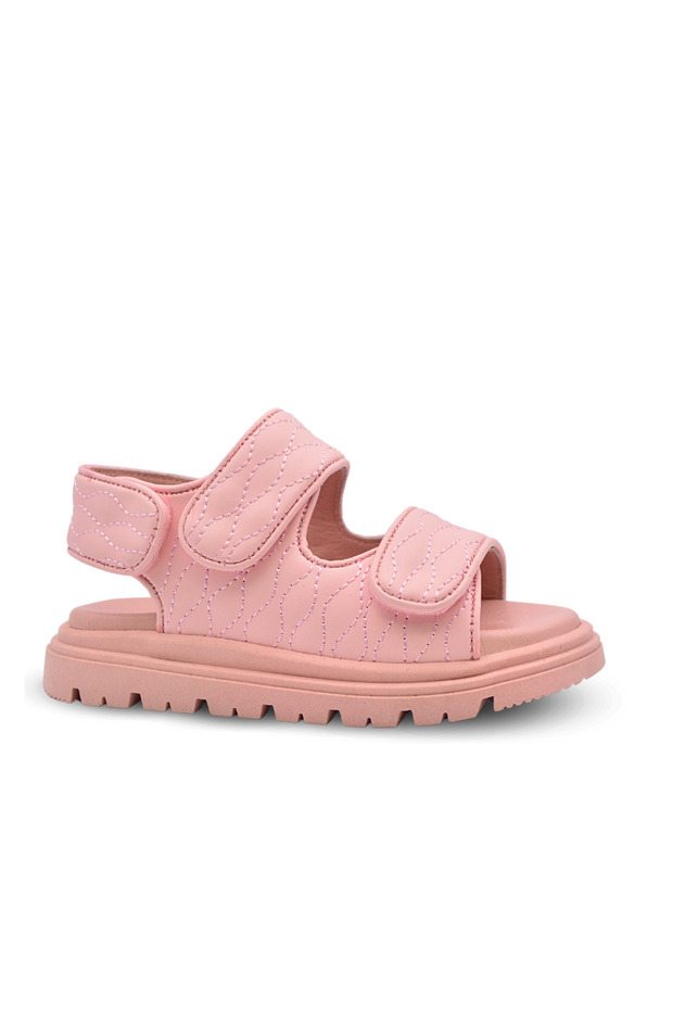 Vegan Leather Girl's Sandals - Double Velcro, Powder