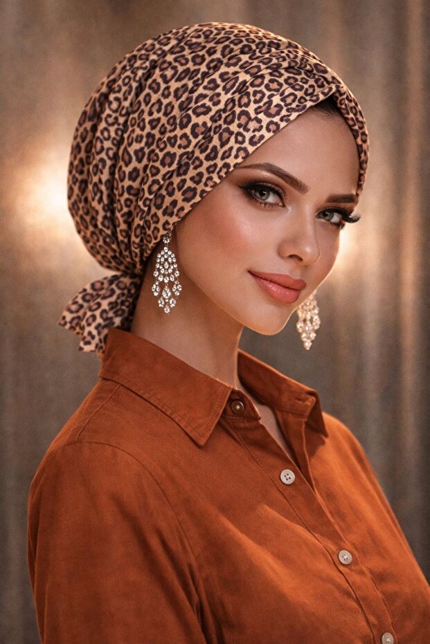 ليوبارد منقوشة مشبك بونيه - 1