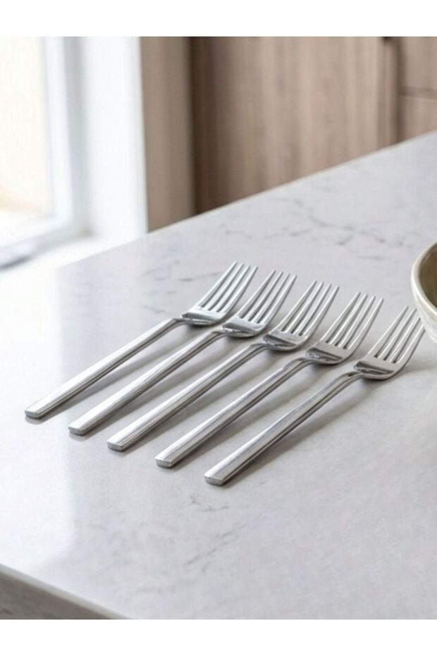 6Pcs Stainless Steel Dinner Forks - 304 Quality 4mm, Modern Kitchen Utensils Set