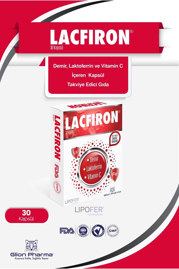 Lacfiron Capsule Supplement Food Containing Iron, Lactoferrin, and Vitamin C