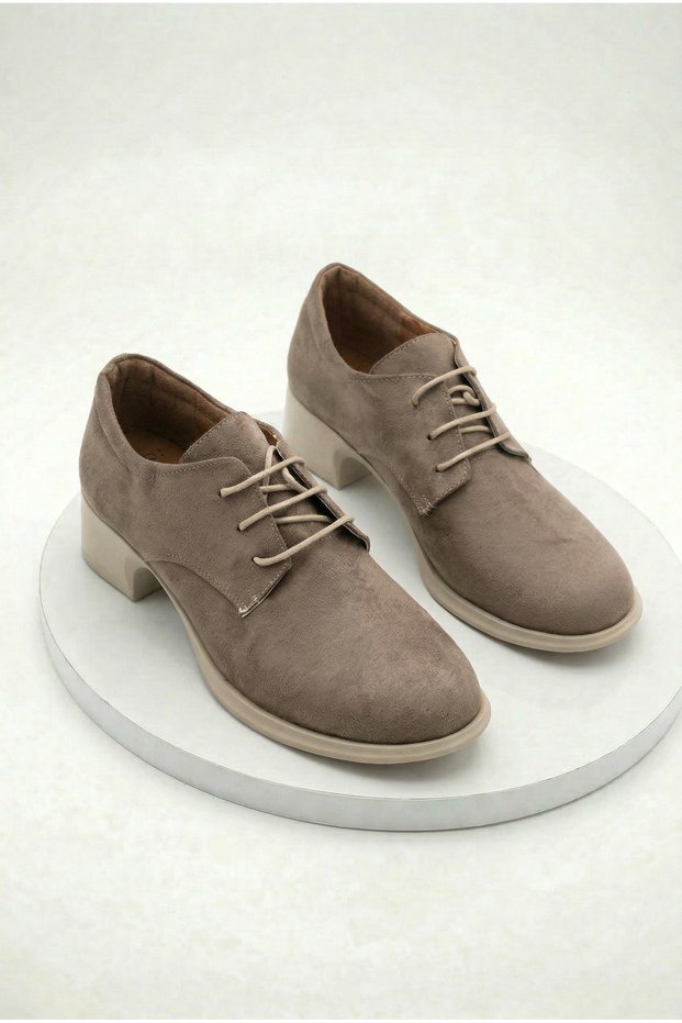 Women's Mink Suede Block Heel Pack Loafers Shoes Classic Daily Lace-Up Oxford Shoes