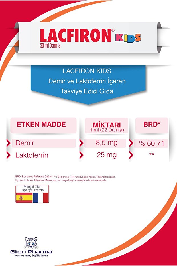 Lacfiron Kids Demir ve Laktoferrin İçeren Takviye Edici Gıda 30ml Damla - 2