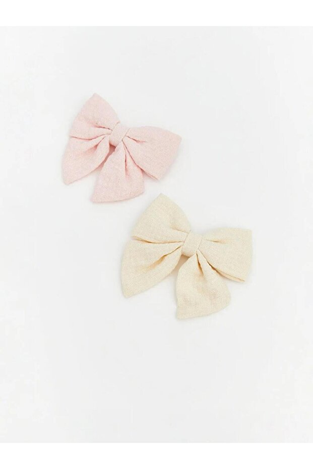 Ecru Bow Patterned Baby Girl Buckle Set of 2 (S6)