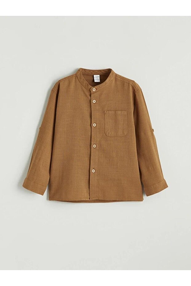Green Judge Collar Long Sleeve Boys' Shirt (S6)