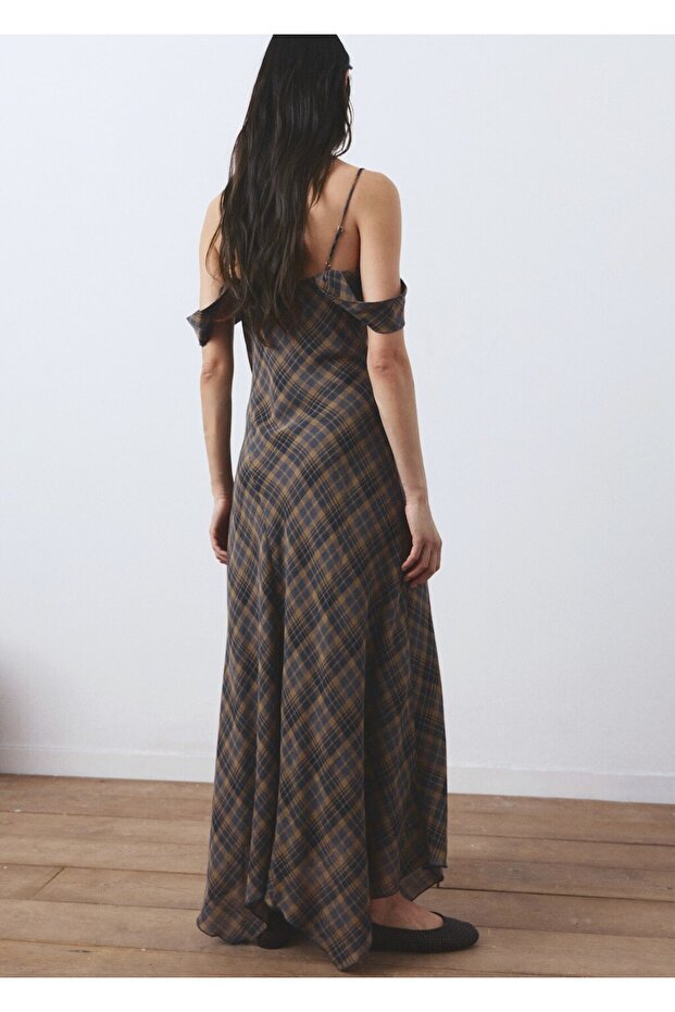 Kareli asimetrik elbise - 4