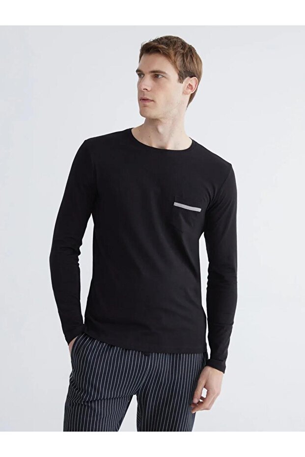 Black Standard Fit Men's Pajama Set (S6)