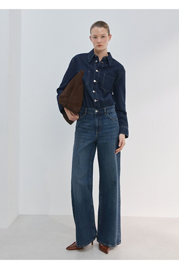 Düğmeli kot tulum - 2