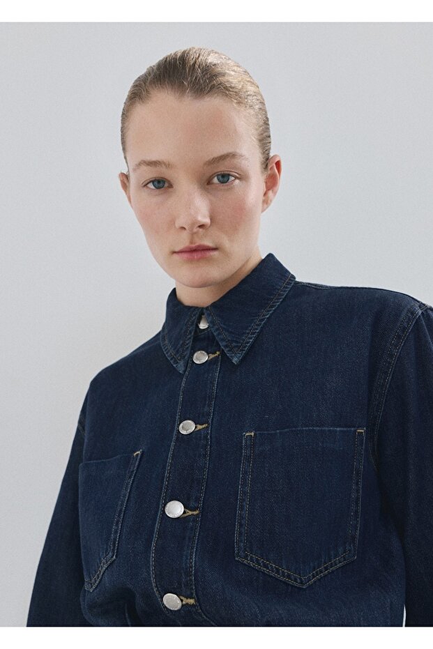 Düğmeli kot tulum - 7