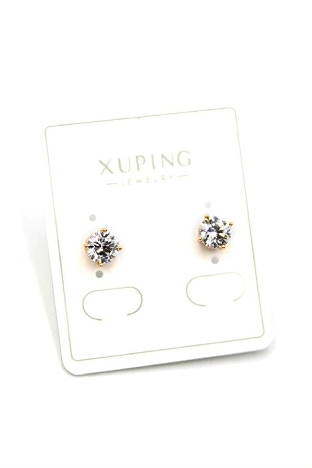 أقراط حجر واحد كبيرة الحجم - ذهبي - 2