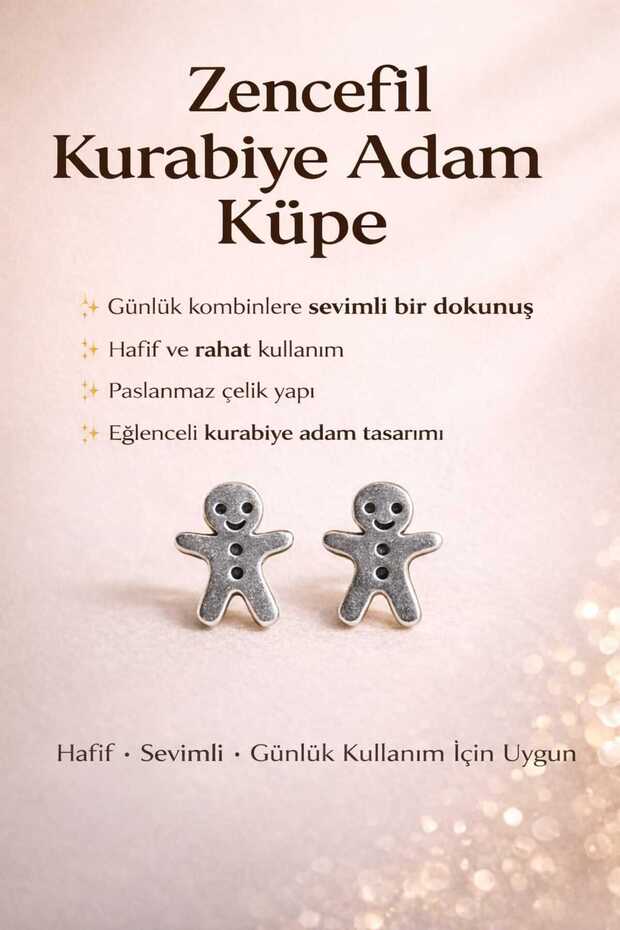 Gingerbread Man Stainless Steel Earrings – Durable Minimal Chic Design