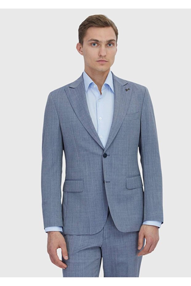 بدلة إنديجو سترايت Zeroweight Slim Fit مصنوعة من الصوف بنسبة 100%