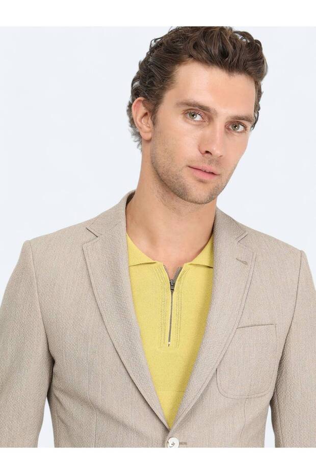 Mink Patterned Modern Fit Jacket - 4