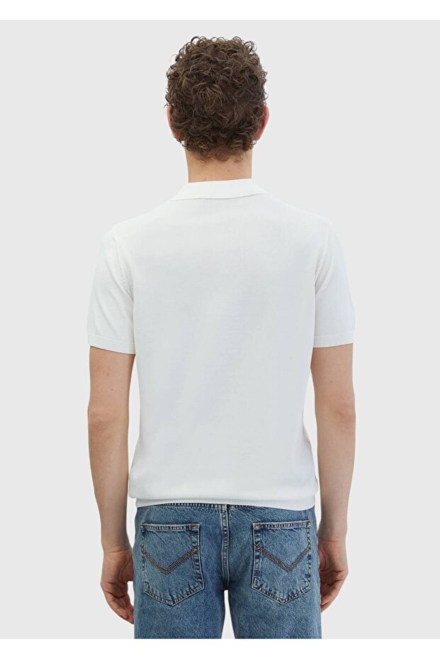 Beyaz Düz Örgü Triko - 7