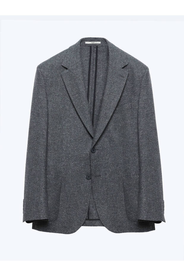 معطف رمادي ميكرو مودرن فيت مصنوع من الصوف بنسبة 100% - 6