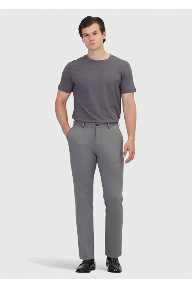 Anthracite Plain Knitted Jogging Fit Casual Trousers