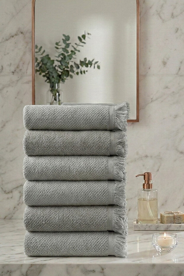 6-Piece Lilyum 100% Cotton Hand Towels – Luxurious Softness and High Absorbency