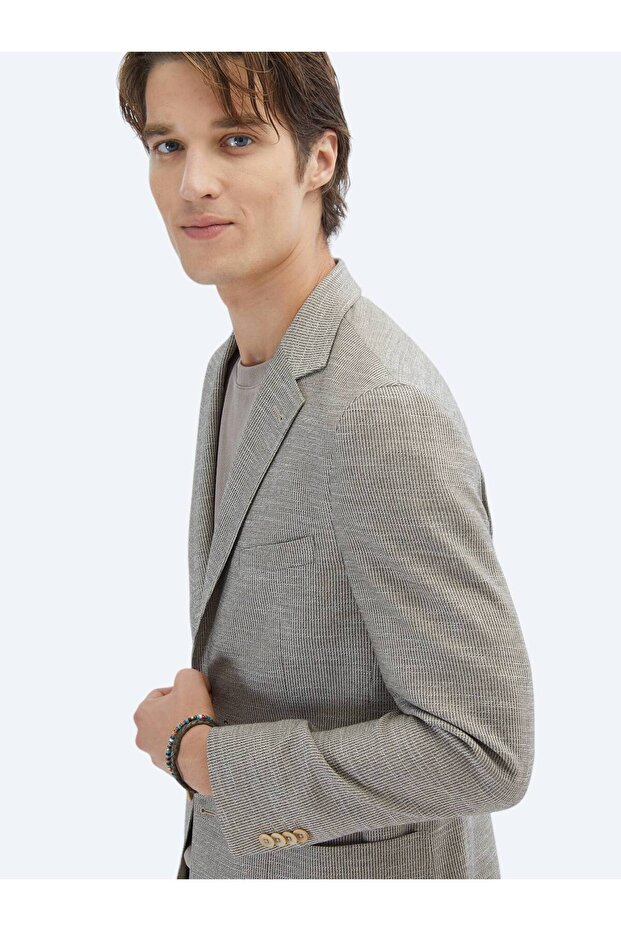 Brown Patterned Regular Fit Jacket - 4