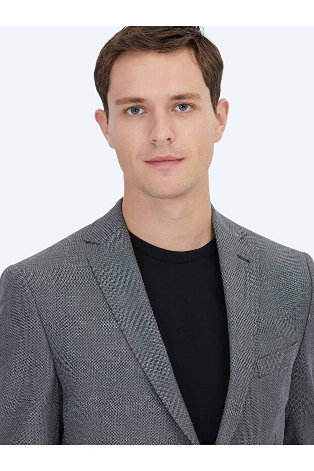 سترة من مزيج الصوف بقصة عادية من أنثراسيت - 3