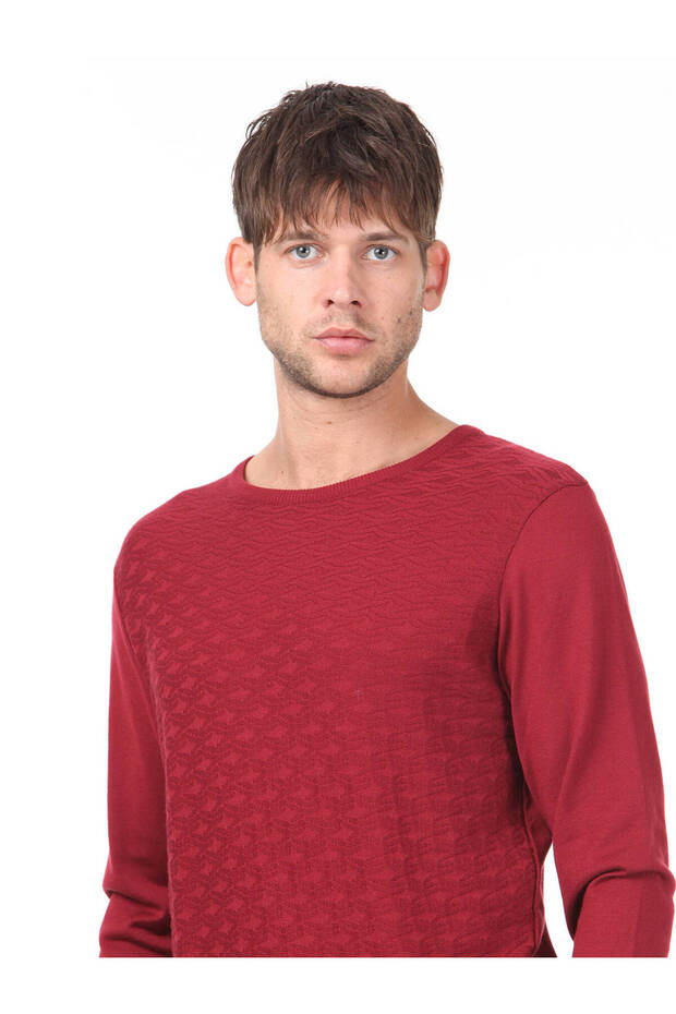 Red Patterned Knitwear Sweater - 2