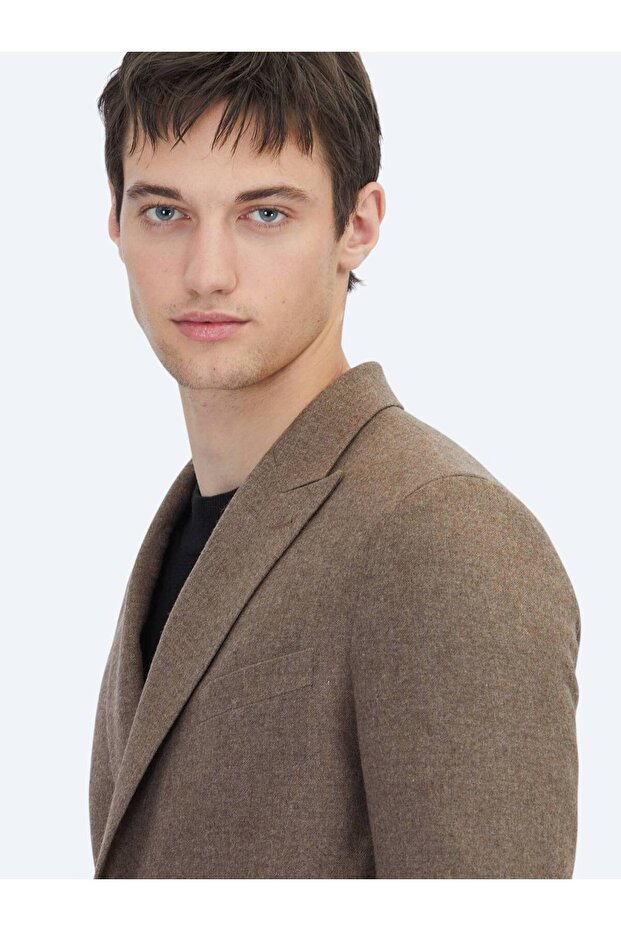 Brown Modern Fit Wool Blend Jacket - 4