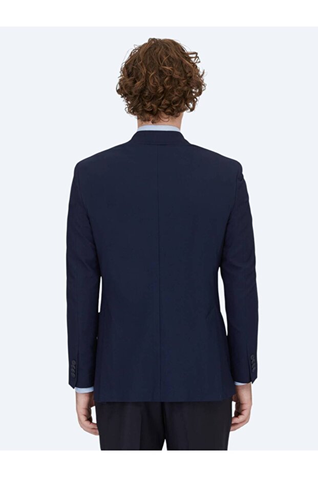 سترة منقوشة باللون الأزرق الداكن - 5