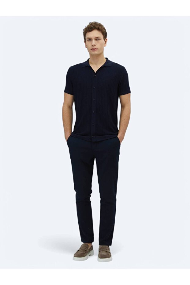 Lacivert Desenli Triko - 2