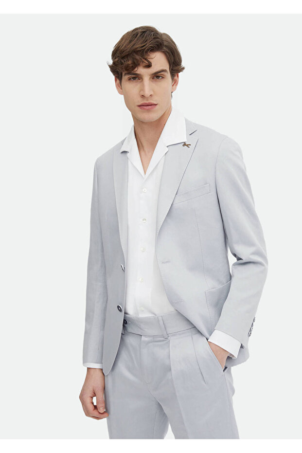 Blue Plain Zeroweight Slim Fit Cotton Blended Suit