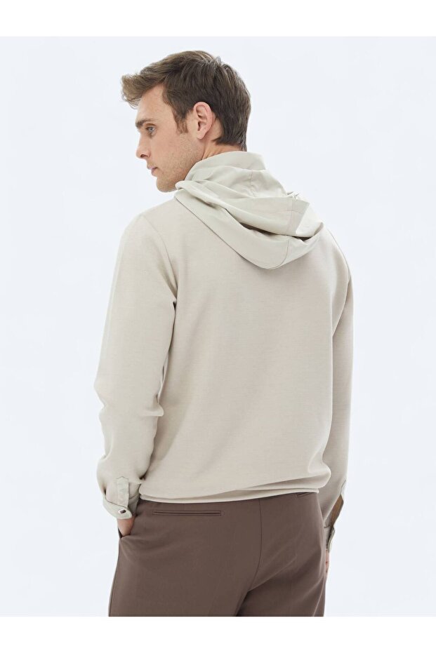Bej Kapüşonlu Sweatshırt - 6