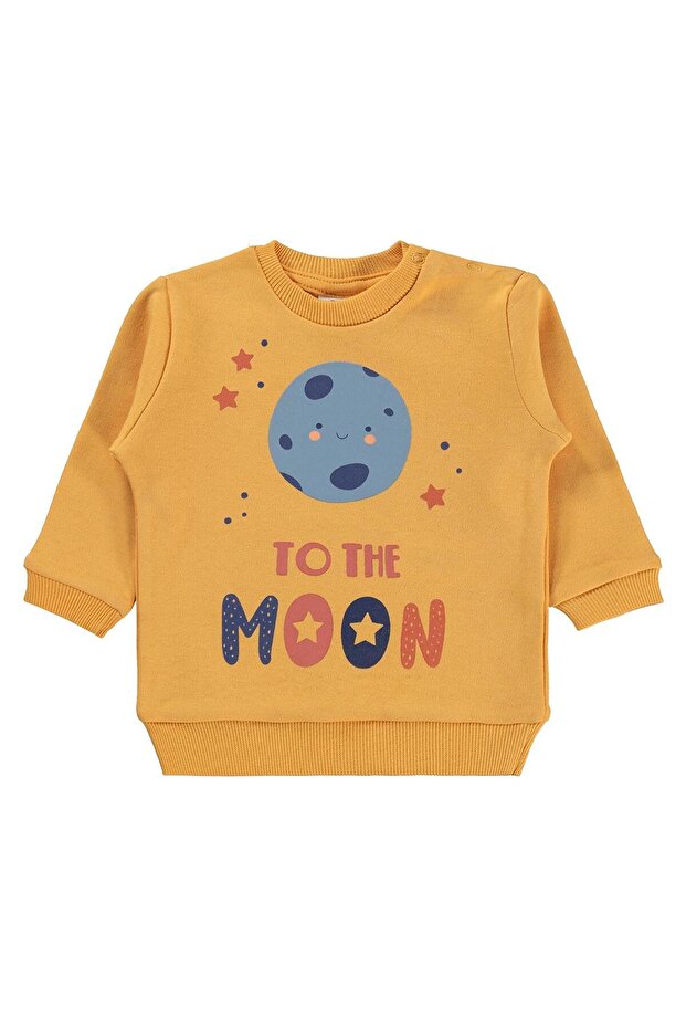 To the Moon Printed 6-18 Months Sweatshirt - Mustard 6-9 Months