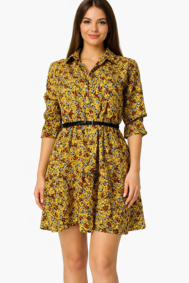 Gömlek Yaka Elbise - 1