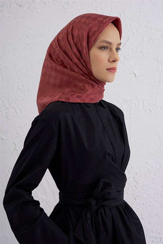 Jacquard Silk Cotton Checker Scarf 26 32