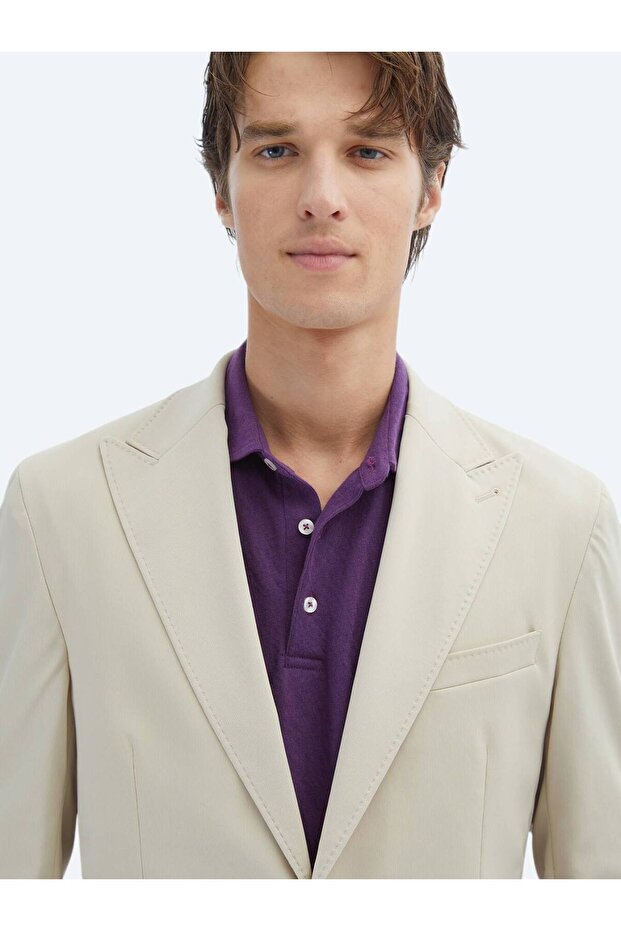 Jachetă modernă cu model bej - 4