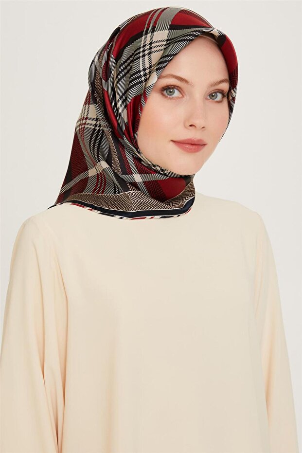 بنقشة هندسية Twill Pure حرير وشاح 9223D 35