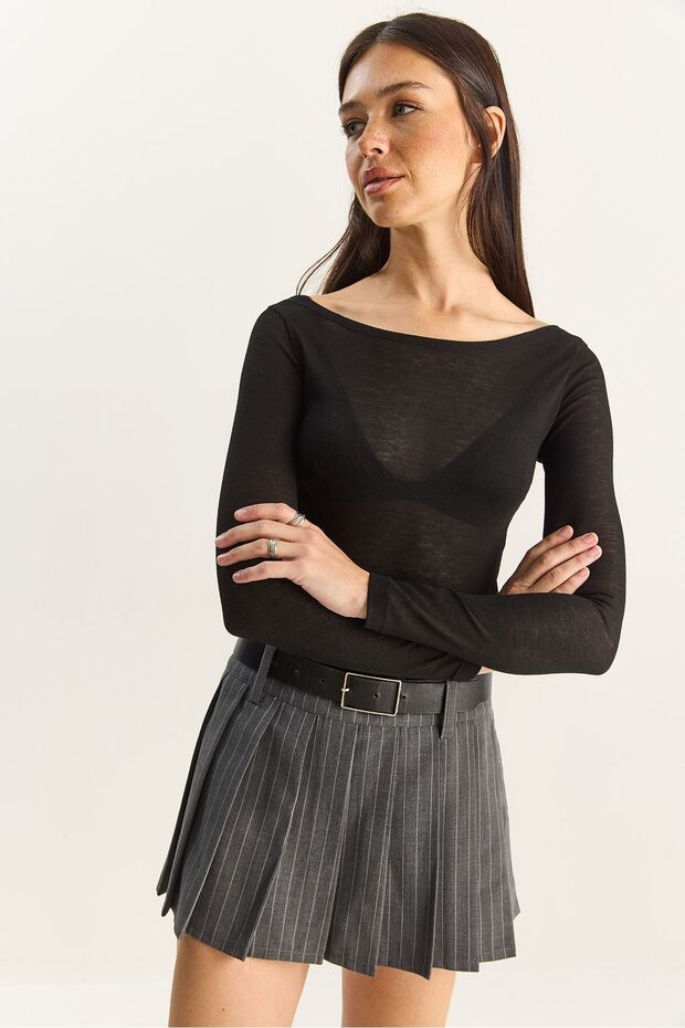 LUCCI Crew Neck Basic Transparent Top - 5