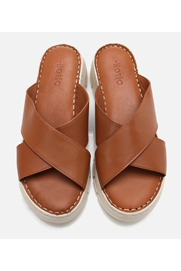 Kadın Deri Taba Comfort Terlik - 4