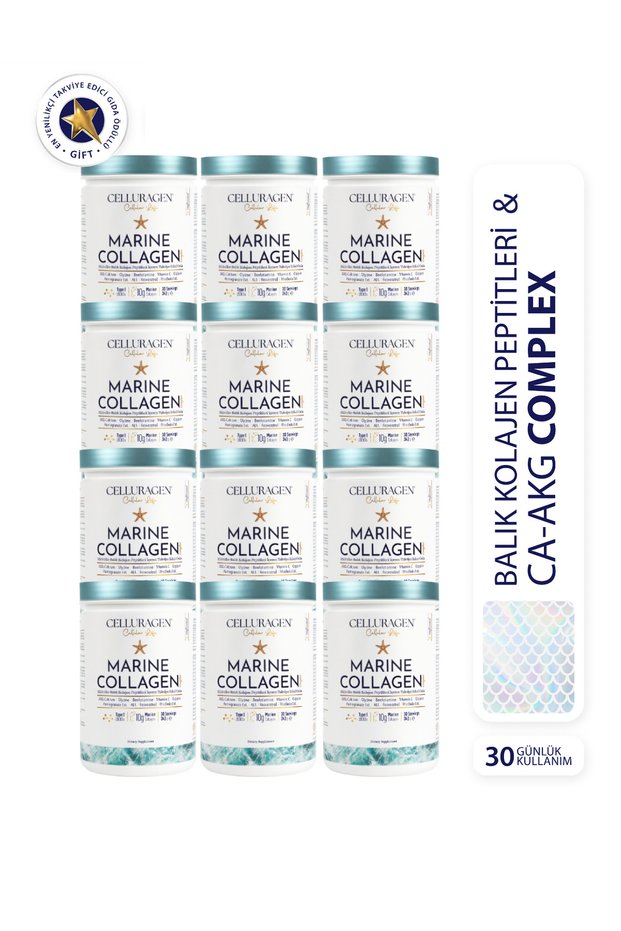 Complex Marine Collagen Supplement Containing Fish Collagen Peptides and Ca-Akg 30 Days X 12 Pieces