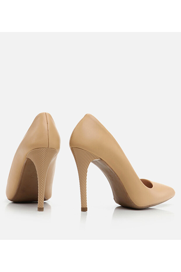 Kadın Deri Bej Stiletto - 3