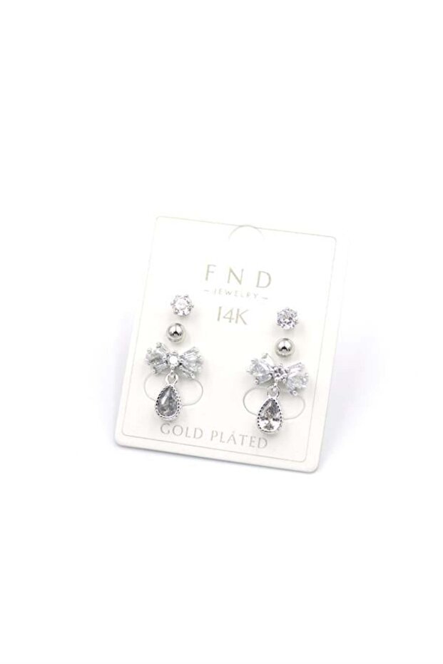 أقراط متعددة الأحجار - فضي - 1