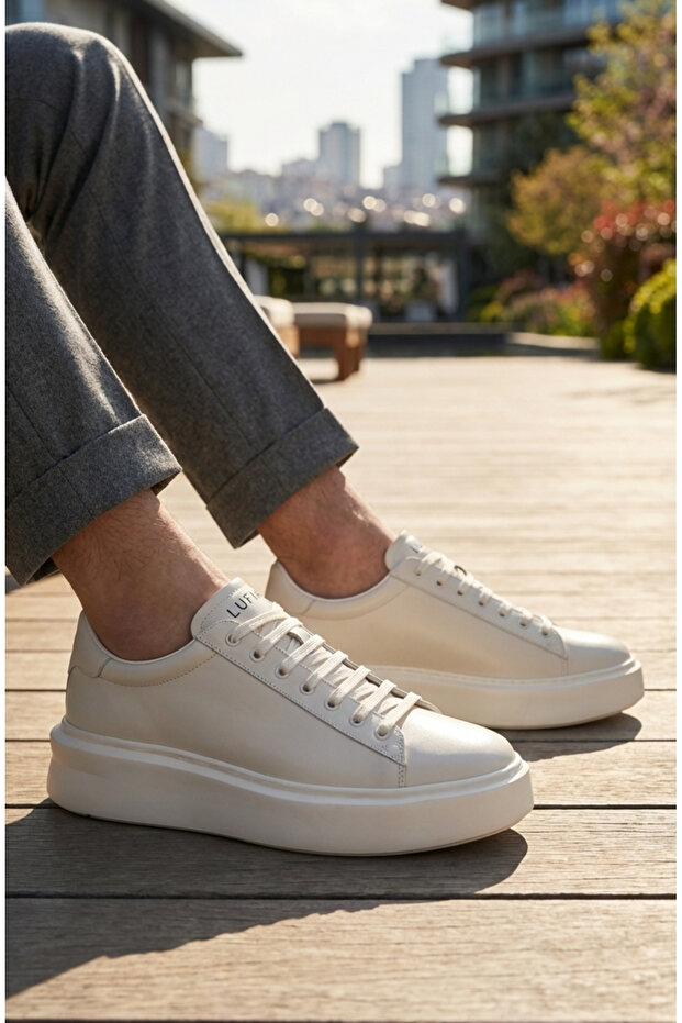 Gage Casual Men's High Sole Sneakers Shoes White