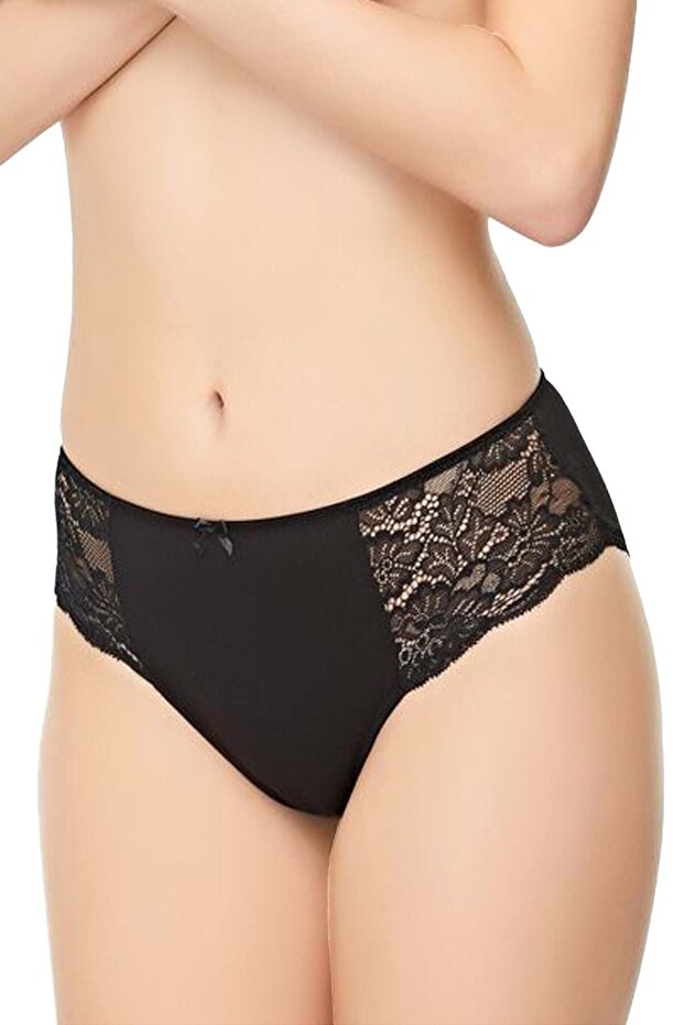 0240 4-Pack Women's Modal Panties with Lace Sides Black