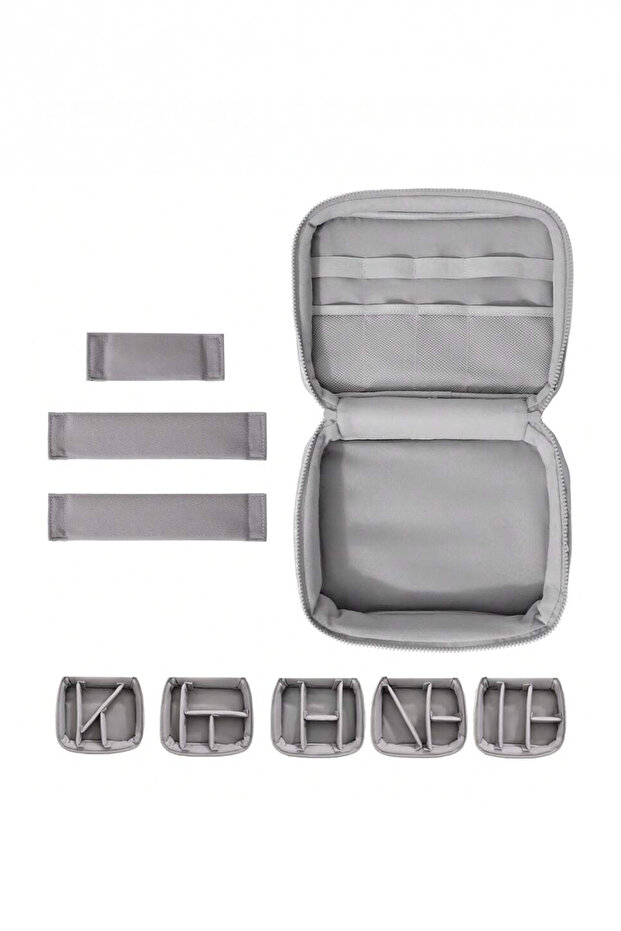 حقيبة مكياج مستطيلة سوداء مع حزام للحمل - 4