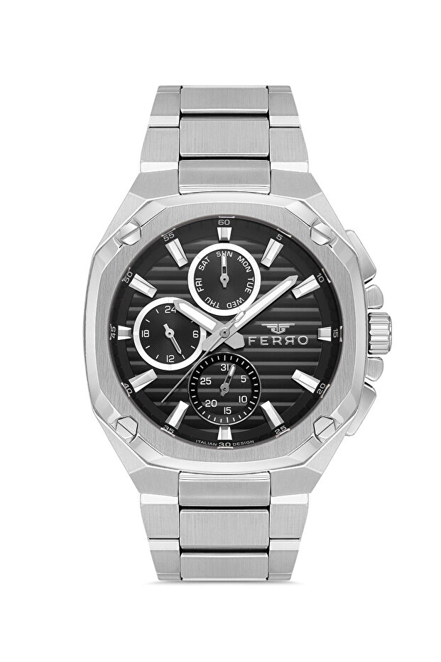 Silver Steel Cord Men's Wristwatch Fm43038A-A2 All Functions Active 3Atm Water Resistant