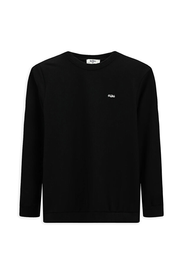 سويت شيرت أساسي مطرز بياقة دائرية وقصة عادية - 7