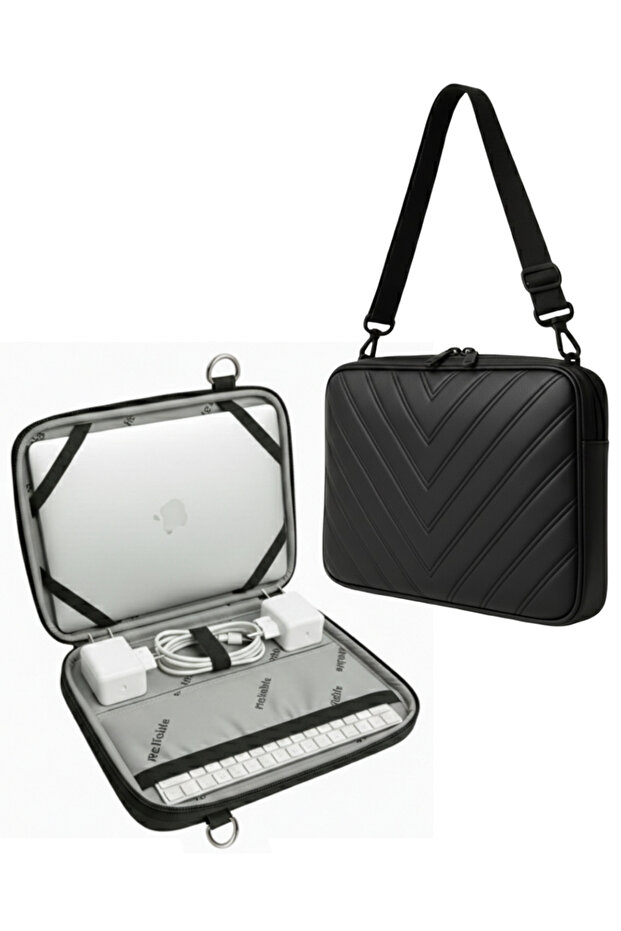 Fully Adjustable Notebook Laptop MacBook Ça Bag Su Faux Leather 5.6" Inch - 800-Düz Light Pink with Shoulder Strap