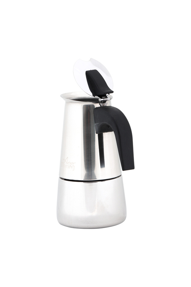 Çelik Moka Pot 300 ml (6 Shot) 18/10 Paslanmaz Çelik Espresso Demleme Potu - 2