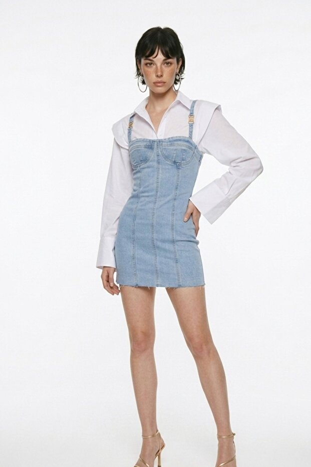 Lycra Mini Danny Jean Dress Blue with H Accessories