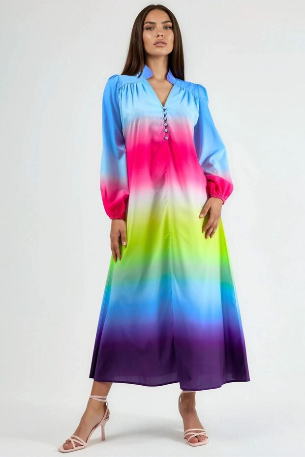 Rochie maxi MSN Ombre cu curea - 5